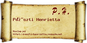 Pászti Henrietta névjegykártya